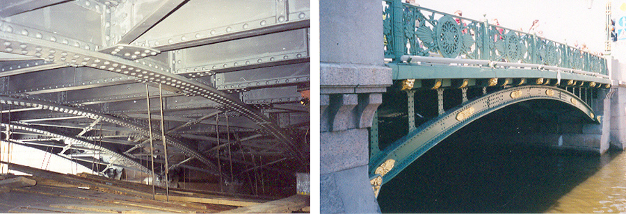 Пескоструйная очистка первого Садового моста Пескоструйная очистка первого Садового моста