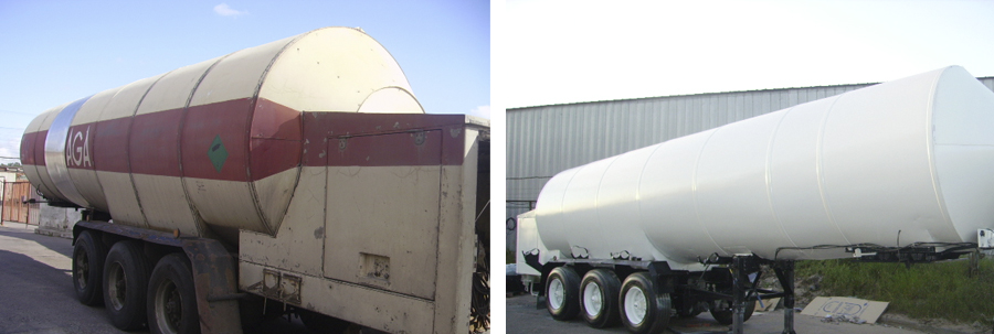 Пескоструйная очистка и окраска цистерны для перевозки сниженного газа Пескоструйная очистка и окраска цистерны для перевозки сниженного газа